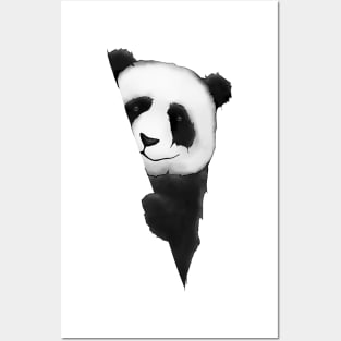 Cute Panda Bear Watercolor Drawing Posters and Art